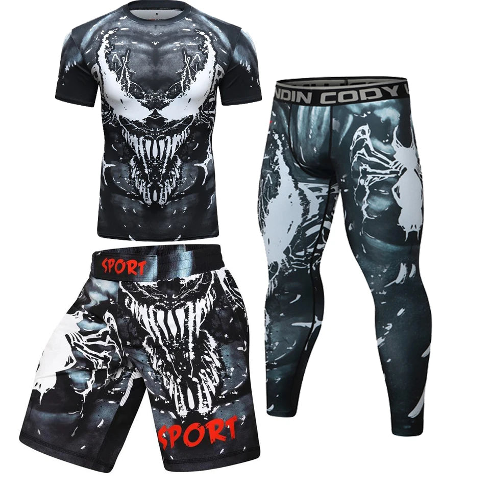 Compression MMA Shirt And Pants Sets Rashguard Muay Thai Mma Men's Sportswear Bjj Venom Kickboxing Jerseys MMA Muay Thai Shorts