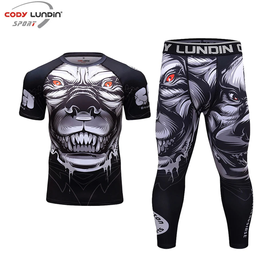 MMA Clothing Men KickBoxing Tracksuit 3D Prints MMA T shirt+Pants+Shorts Muay Thai Bjj Boxing Sport Suit Rashguard Fitness Sets