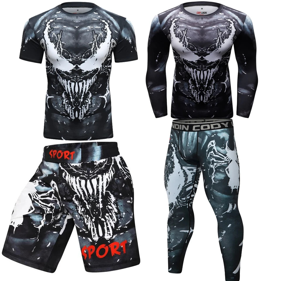 Compression MMA Shirt And Pants Sets Rashguard Muay Thai Mma Men's Sportswear Bjj Venom Kickboxing Jerseys MMA Muay Thai Shorts