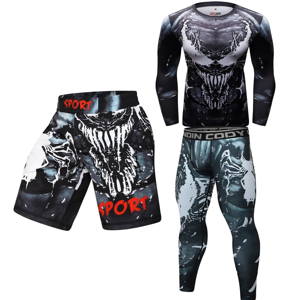 Compression MMA Shirt And Pants Sets Rashguard Muay Thai Mma Men's Sportswear Bjj Venom Kickboxing Jerseys MMA Muay Thai Shorts