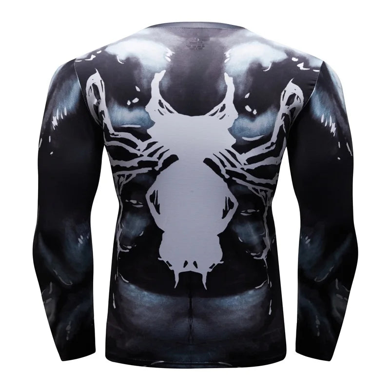 New BJJ Boxing Set Compression Jersey Pants 3D Venom Print Rashguard Kickboxing Tight T-shirts Pants Muay Thai MMA Fightwear