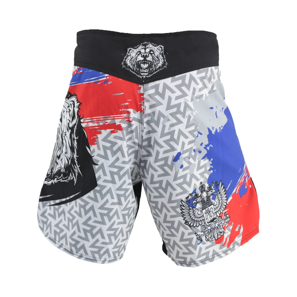 SOTF MMA Wolf Geometric Breathable Printing Fighting Shorts Muay Tha Kickboxing Shorts Cheap Sanda Pants Boxing mma Short Men