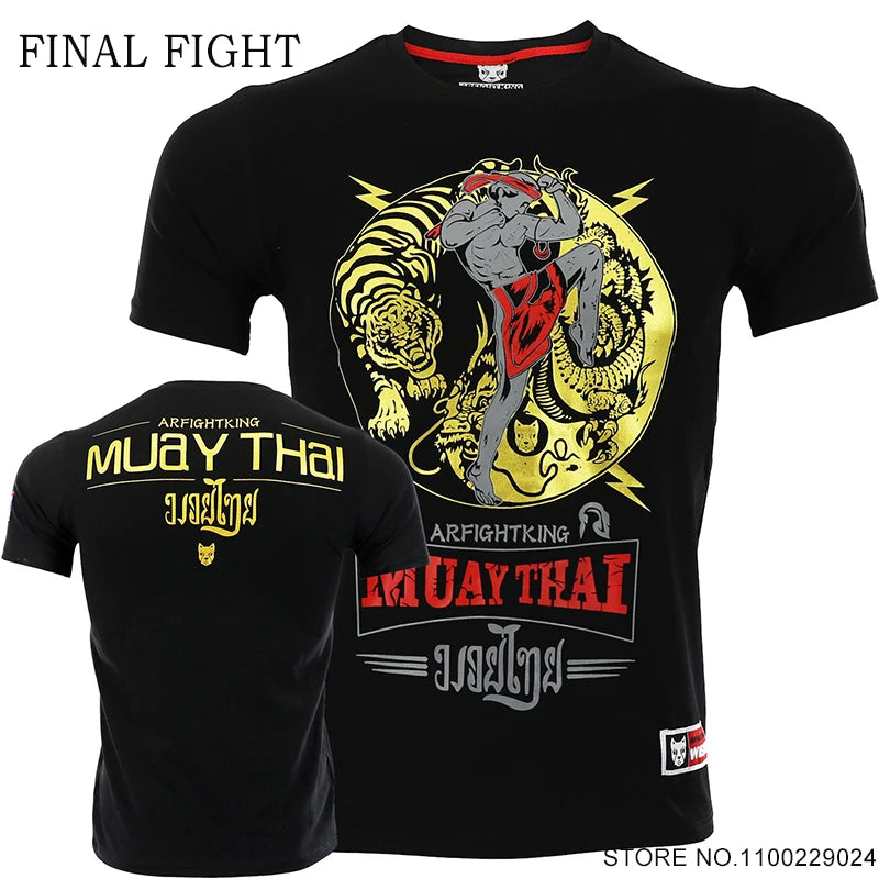 Tiger Muay Thai Shirt Short Sleeve BJJ MMA Rashguard Quick Dry Breathable Cage Fighting Kickboxing Boxing Training Top T Shirt